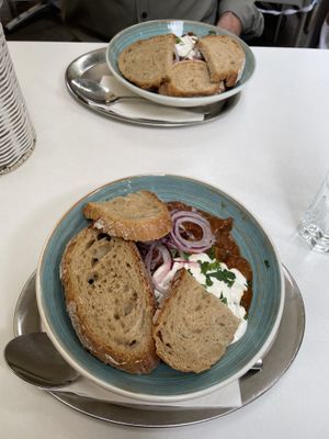 Potato goulash (daily special)  at The Heart of Joy in Salzburg