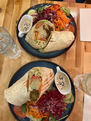 Vegan house made Falafel, with Salad and Tahini dressing.    at The Heart of Joy in Salzburg