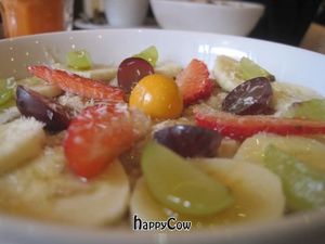 Yum yum! The porridge! Remember it comes with fresh squezzed juice and tea! at The Heart of Joy in Salzburg