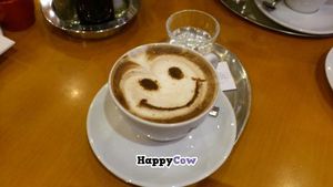 cappuccino with soymilk at The Heart of Joy in Salzburg