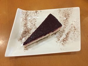 Raw cashew cake with red fruits at The Heart of Joy in Salzburg