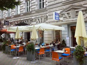 Outside the restaurant at The Heart of Joy in Salzburg
