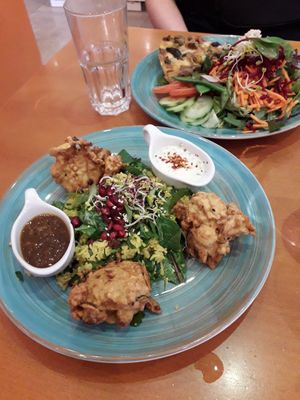 Dish of the day (curry) and vegetable quiche at The Heart of Joy in Salzburg