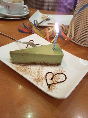 Green cashew cake at The Heart of Joy in Salzburg