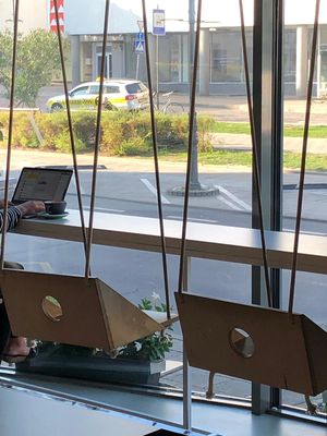 View from inside at Italala Caffe in Vilnius