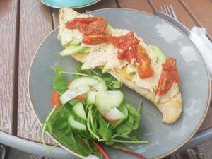 Sourdough with avocado and houmous at Deli on the Strand in Exmouth