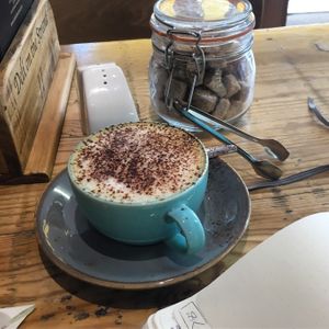 oat milk cappuccino😋 at Deli on the Strand in Exmouth