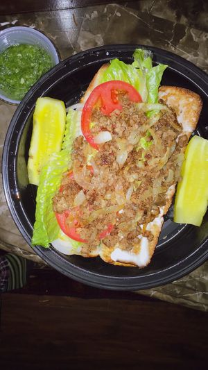 Vegan beef crumble sandwich  at Sabz in Northampton