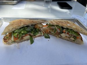 The vegan banh mi is sooooooo good!   at Mendocino Farms in Sacramento