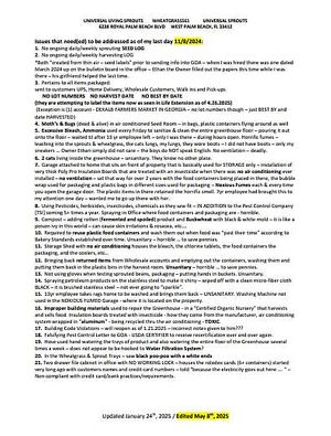 Issues on 11.8.2025 - here we are 6 months later on 5.8.2025 - what has happened since then? at Universal Living Sprouts in West Palm Beach
