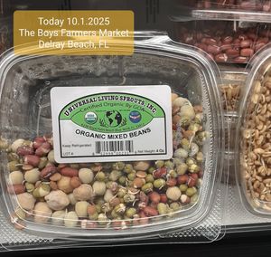 Organic Mixed Beans - no lot number, no sprouted date, no best by date at Universal Living Sprouts in West Palm Beach