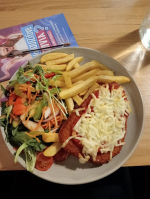 Vegan parmigiana at The Nags Head Hotel in Adamstown