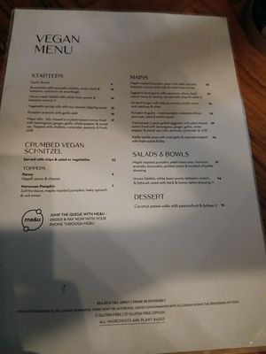 Latest vegan menu at The Nags Head Hotel in Adamstown