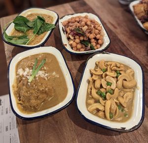 Parippu (Dhal), Chickpeas, Kaju Maluwa (Cashew Nuts), Fat Sister (Pumpkin) at The Coconut Tree in Cardiff