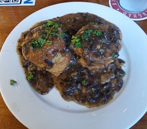 Biscuits and mushroom gravy at Twin Sisters Brewing Company in Bellingham
