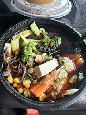 With broth  at Iron Ramen in Stony Brook