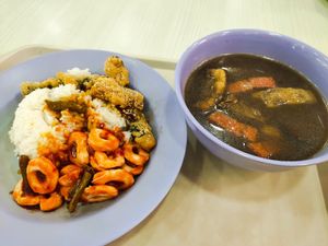 Bak kut teh with rice and dishes at San De Vegetarian 三德 - Blk 256 Yishun in North Singapore