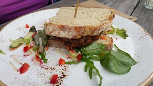 Veggie burger sandwich  at Het Arsenaal 1309 in Doesburg
