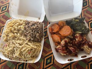 Their spaghetti and cauliflower wings were INSANE!   at H.O.M.E. Vegan Restaurant (TheHouseOfMentalEatery) in Little Rock