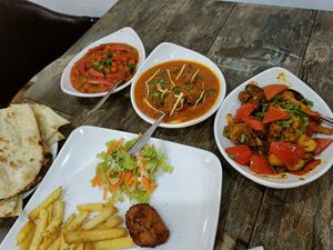 Curries and Tofu nuggets at PureVeg Express in Quatre Bornes