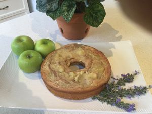 Apple and Almond cake  served with whipped Coconut cream - YUM! at Stephanie's Country Cottages in Drummond North