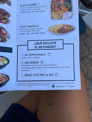 Menu includes a side and drink  at Beykebap in Ibiza