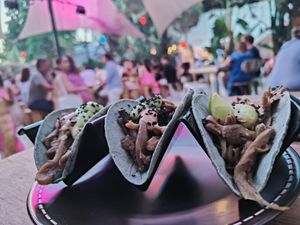 Mushroom tacos. Amazing! at Las Dalias in Ibiza