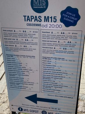menu from 8pm (2021) at M15 in Sopot