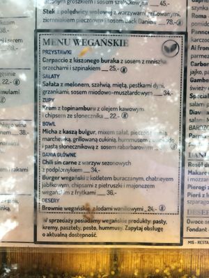 This menu is in polish, but there is also an english version.  at M15 in Sopot