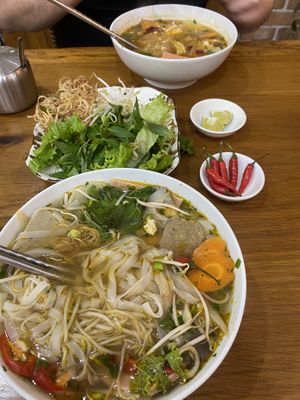 Pho and soy noddle soup   at BUT in Qui Nhon