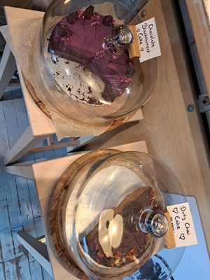 Vegan cakes at The Hairy Barista in Totnes