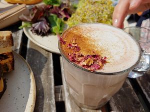 Rose latte (it was lovely) at The Hairy Barista in Totnes