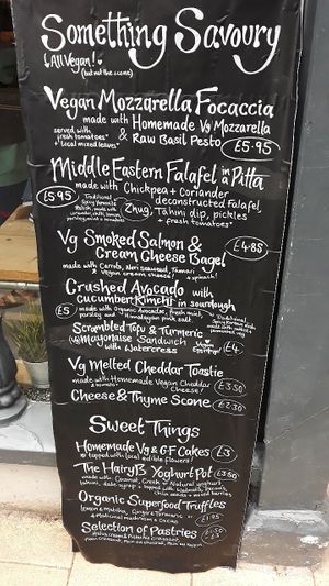 Savoury menu at The Hairy Barista in Totnes