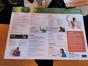 Vegan menu at Zorro Lounge in Stocksbridge