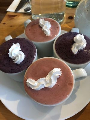 4 mini smoothies come with the Tea for Two - delicious! at Luna's Vegan Corner in Cardiff