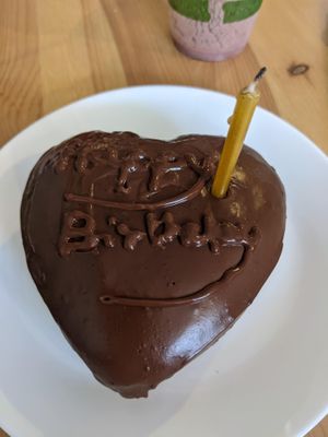 Birthday cake at Luna's Vegan Corner in Cardiff