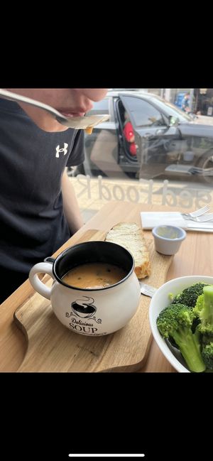 soup of the day  at Luna's Vegan Corner in Cardiff