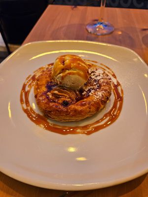 Pear and almond tart at Luna's Vegan Corner in Cardiff