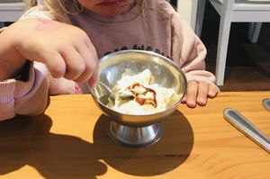 Complimentary ice-cream for the little one in our group  at Luna's Vegan Corner in Cardiff