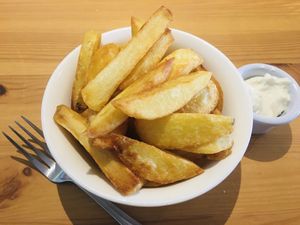 Chips were better than a chip shop - go here rather than Beale’s (Sandy Bay)  at Luna's Vegan Corner in Cardiff