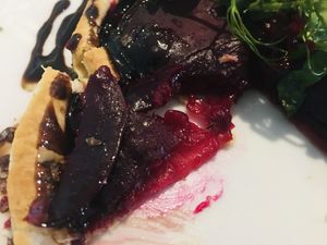 Beetroot tart - blew my mind - crazy good  at Luna's Vegan Corner in Cardiff