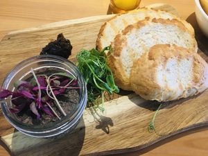 Mushroom pâté - VERY yummy  at Luna's Vegan Corner in Cardiff