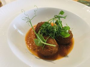 Arancini balls - off the charts - wanted MORE!  at Luna's Vegan Corner in Cardiff