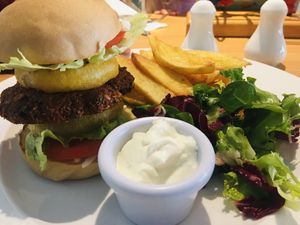 Vegan burger - outstanding!  at Luna's Vegan Corner in Cardiff