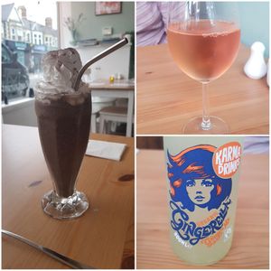 Oreo blast frappushake, Rose, Gingerella at Luna's Vegan Corner in Cardiff