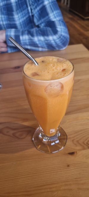 Spicy carrot oj at Luna's Vegan Corner in Cardiff