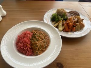 Red rice and Sunday Lunchh  at Luna's Vegan Corner in Cardiff