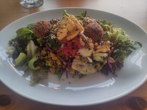 Humongous salad at Luna's Vegan Corner in Cardiff
