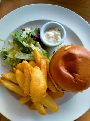 Crispy onion burger at Luna's Vegan Corner in Cardiff