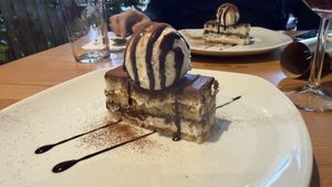 French Opera Cake
Vanilla Ice Cream, Chocolate Sauce   at Luna's Vegan Corner in Cardiff
